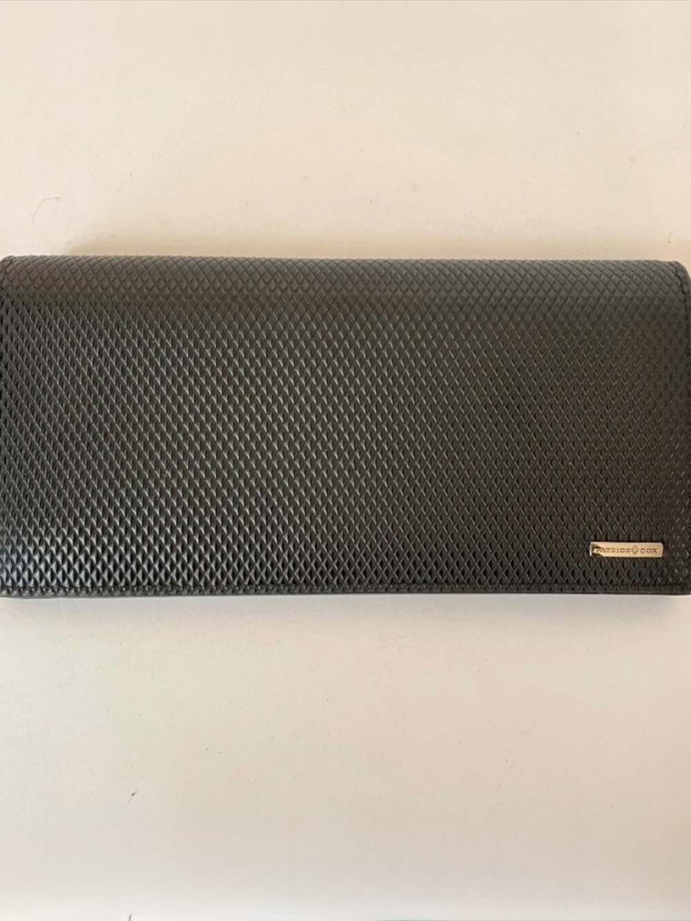 Patrick Cox Black Embossed Leather Long Flap Wallet